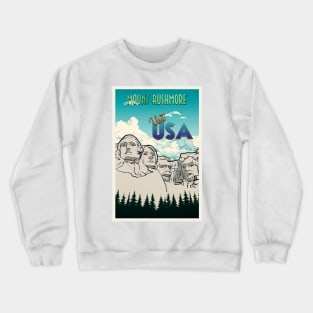 Mount Rushmore Retro Travel Poster Crewneck Sweatshirt